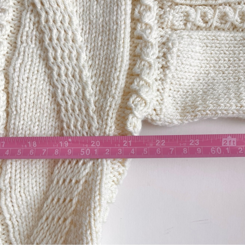 Hand Knit Wool Ivory Chunky Cable Knit Oversized Sweater - Picture 5 of 5